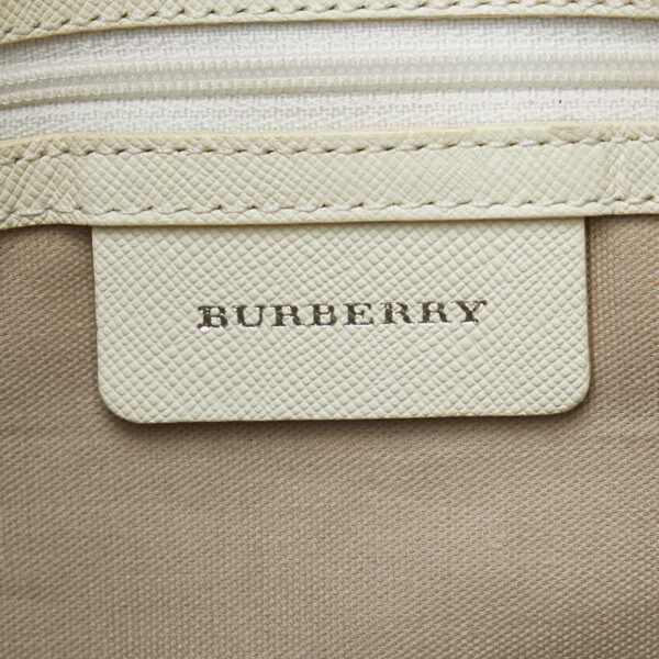 1 0147434 8 Burberry Nova Check Tote Bag White Beige