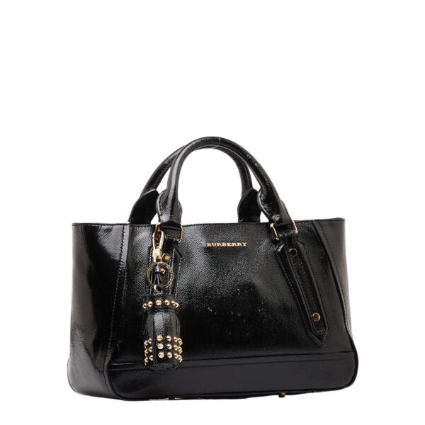 1 0148463 3 Burberry Tassel Shoulder Bag 2Way Patent Black