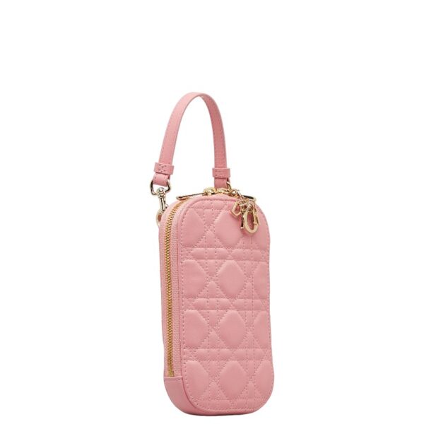 1 0149636 3 Dior Dior Phone Holder Shoulder Bag 2Way Lambskin Pink