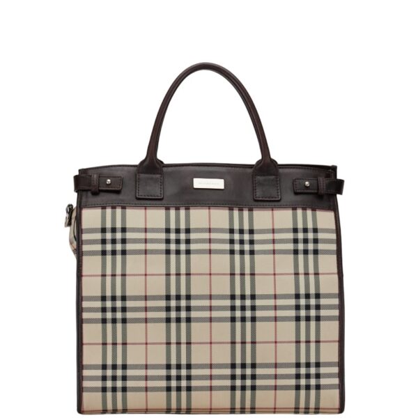 1 0152103 1 Burberry Nova Check Tote Bag Beige Brown