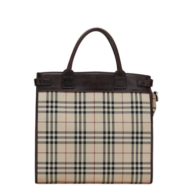 1 0152103 3 Burberry Nova Check Tote Bag Beige Brown