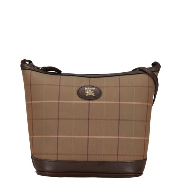 1 0152704 1 Burberry Check Shadow Horse Crossbody Shoulder Bag Beige Brown