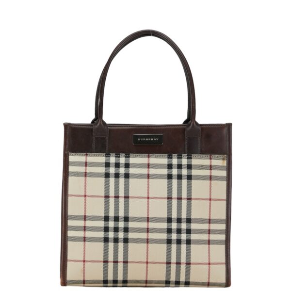 1 0152834 1 Burberry Nova Check Handbag Beige Brown