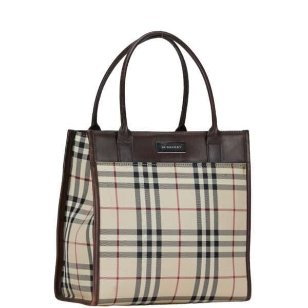 1 0152834 2 Burberry Nova Check Handbag Beige Brown