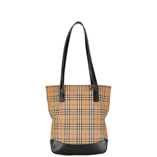 1 0153292 1 Burberry Nova Check Shadow Horse Tote Bag Beige Black