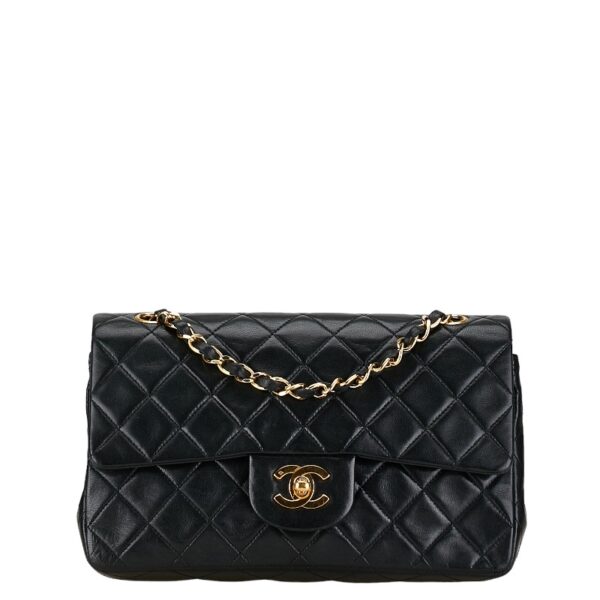 1 0155164 1 Chanel Matelasse 23 Coco Mark Double Flap Chain Shoulder Bag Black