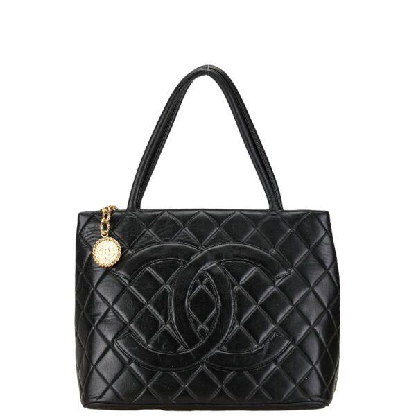 1 0155212 1 Chanel Tote Coco Mark Tote Bag Lambskin Black