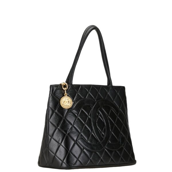 1 0155212 2 Chanel Tote Coco Mark Tote Bag Lambskin Black