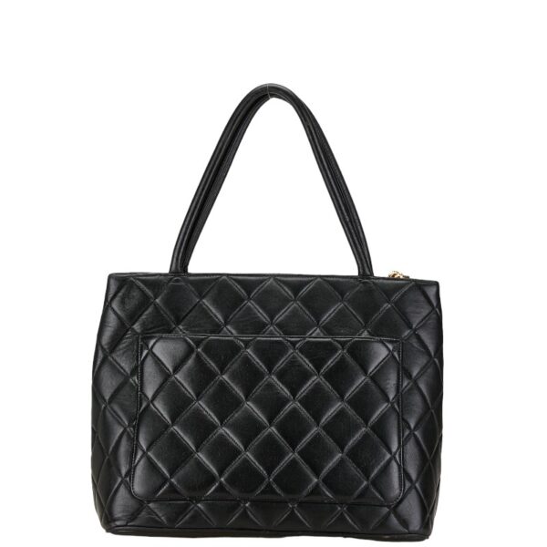 1 0155212 3 Chanel Tote Coco Mark Tote Bag Lambskin Black