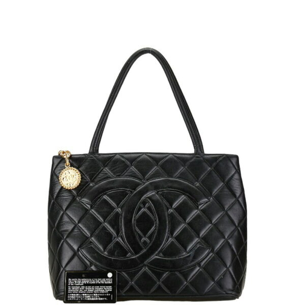 1 0155212 9 Chanel Tote Coco Mark Tote Bag Lambskin Black