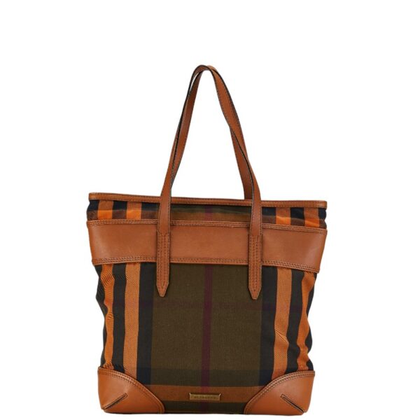 1 0155512 1 Burberry Check Tote Bag Brown Multicolor