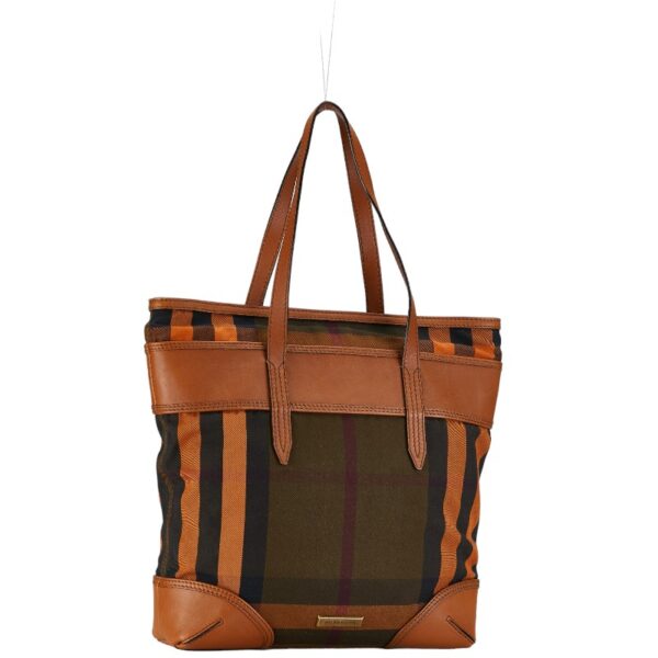 1 0155512 2 Burberry Check Tote Bag Brown Multicolor