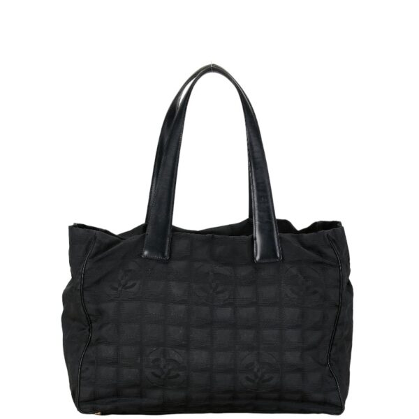 1 0155702 1 Chanel Line Tote MM Tote Bag Nylon Black