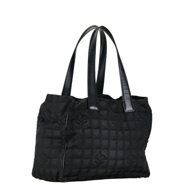 1 0155702 2 Chanel Line Tote MM Tote Bag Nylon Black