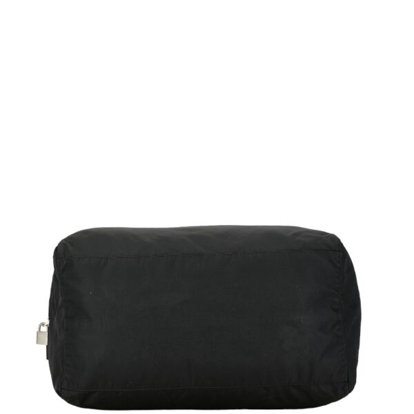 1 0155904 4 Prada Triangle Plate Nylon Bag Black