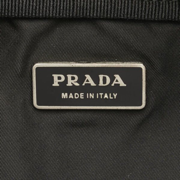 1 0155904 7 Prada Triangle Plate Nylon Bag Black