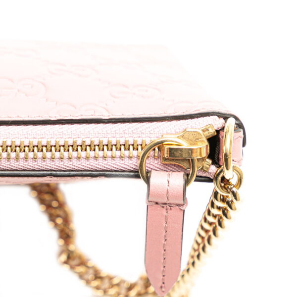 1 0155919 6 Gucci Guccisima Wrist Wallet Chain Shoulder Bag Pink