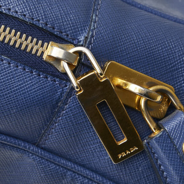 1 0155997 6 Prada Triangle Plate Saffiano Tote Bag Blue