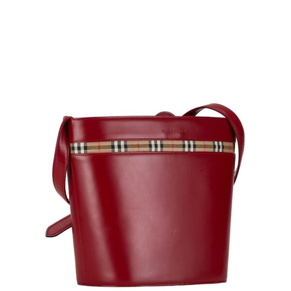 1 0156052 2 Burberry Nova Check Shadow Horse Crossbody Shoulder Bag Red Beige