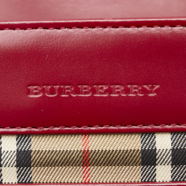 1 0156052 7 Burberry Nova Check Shadow Horse Crossbody Shoulder Bag Red Beige