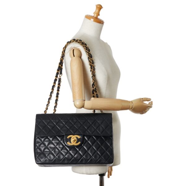 1 0156214 13 Chanel Matelasse Big Coco Mark Chain Shoulder Bag Lambskin Black