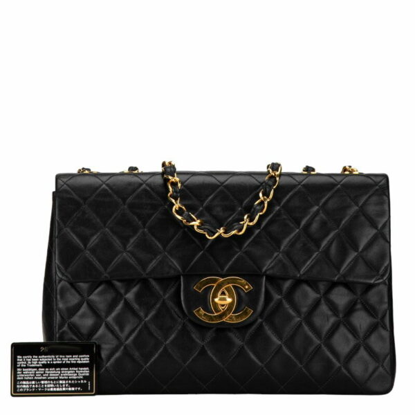 1 0156214 156215 Chanel Matelasse Big Coco Mark Chain Shoulder Bag Lambskin Black