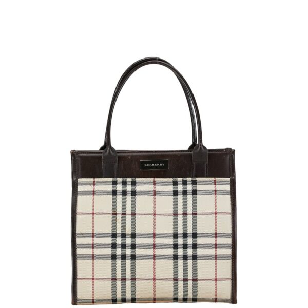 1 0156936 1 Burberry Nova Check Handbag Brown Beige