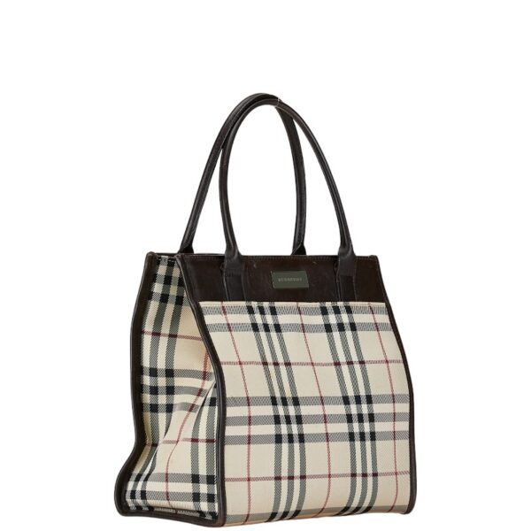 1 0156936 2 Burberry Nova Check Handbag Brown Beige