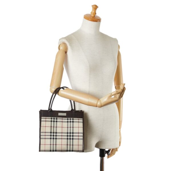 1 0156936 8 Burberry Nova Check Handbag Brown Beige