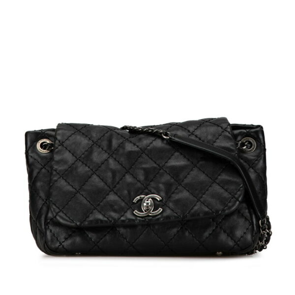 1 0157113 1 Chanel Matelasse CocoMark Chain Bag Lambskin Black