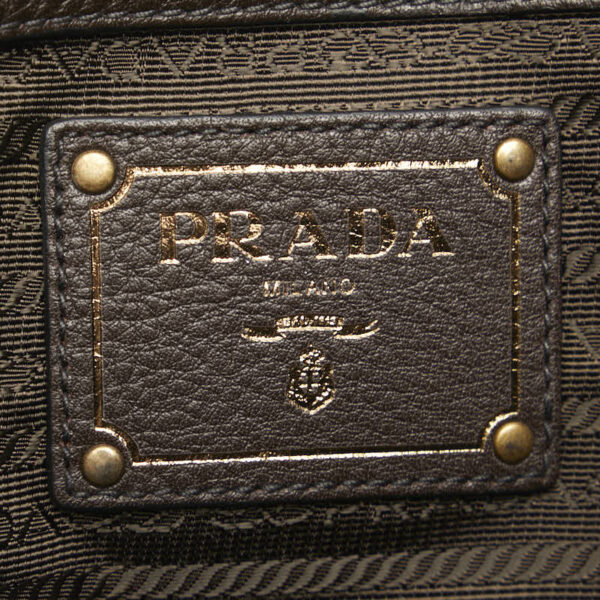 1 0157467 9 Prada Triangle Plate Nylon 2WAY Shoulder Bag Black Brown