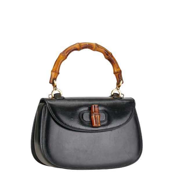 1 0157673 2 Gucci Bamboo Handbag Black