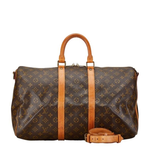 1 0157814 1 Louis Vuitton Monogram Keepall Bandouliere 45 Bag Brown