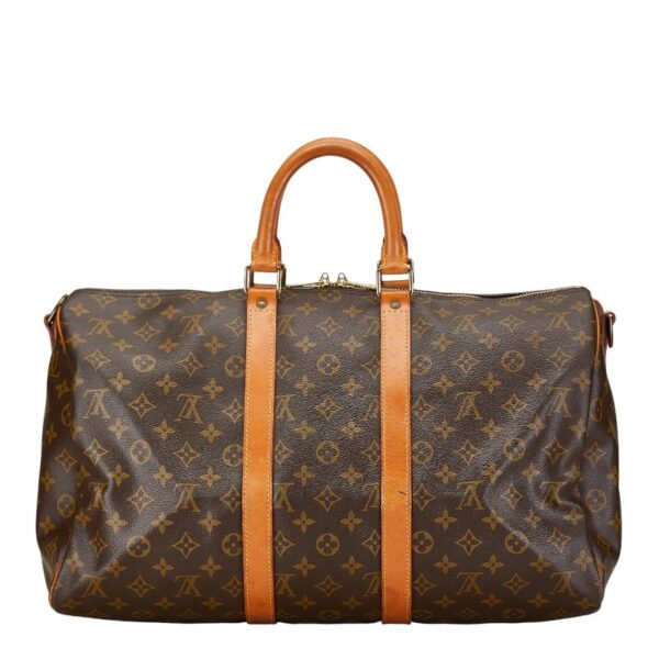 1 0157814 4 Louis Vuitton Monogram Keepall Bandouliere 45 Bag Brown