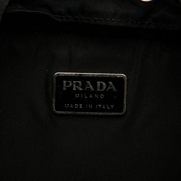 1 0158122 10 Prada Triangle Plate Nylon Rucksack Black