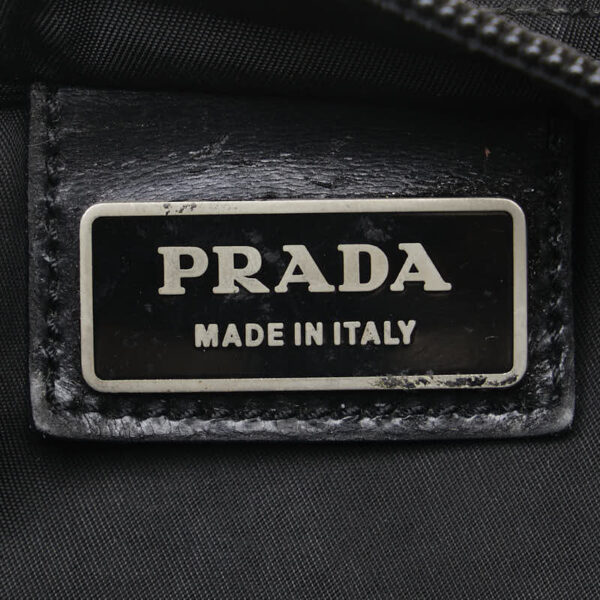 1 0158225 10 Prada Triangle Plate Nylon Sacoche Shoulder Bag Black