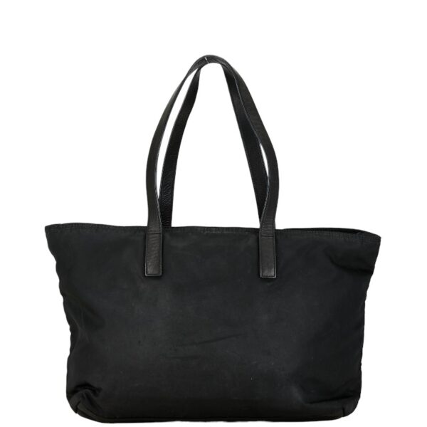 1 0158226 3 Prada Triangle Plate Nylon Tote Bag Black