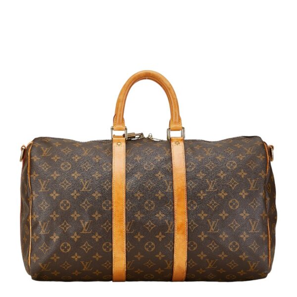 1 0158308 2 Louis Vuitton Monogram Keepall Bandouliere 45 2WAY Brown