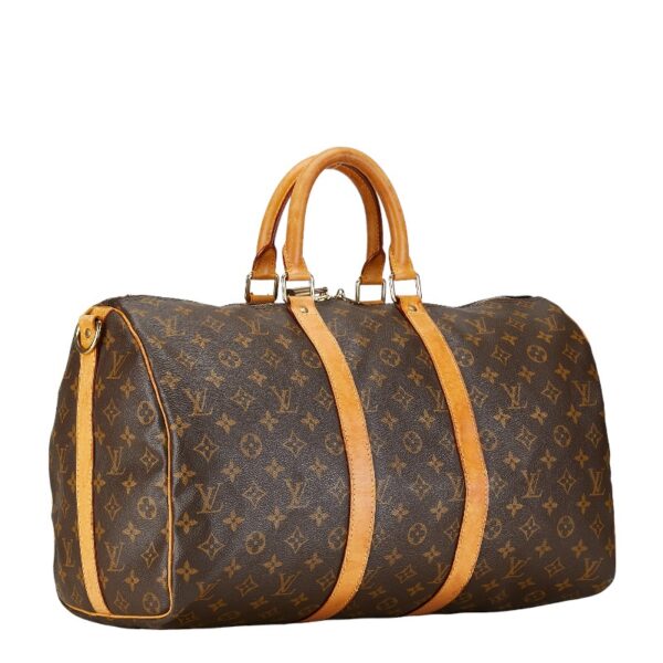 1 0158308 3 Louis Vuitton Monogram Keepall Bandouliere 45 2WAY Brown