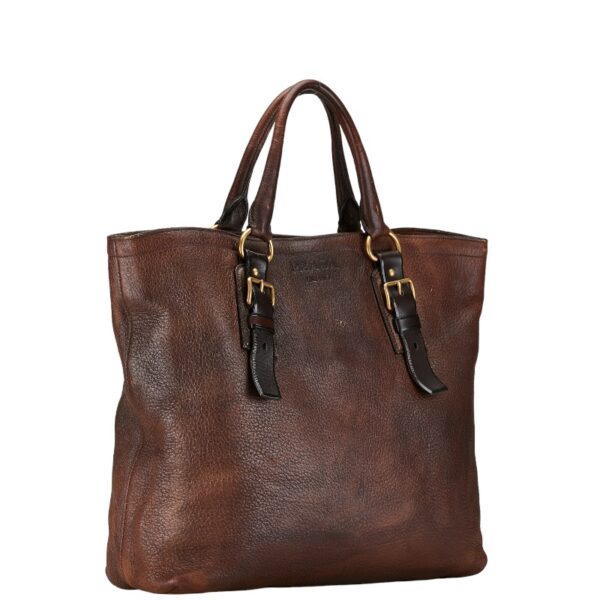 1 0158315 2 Prada Tote Bag Brown