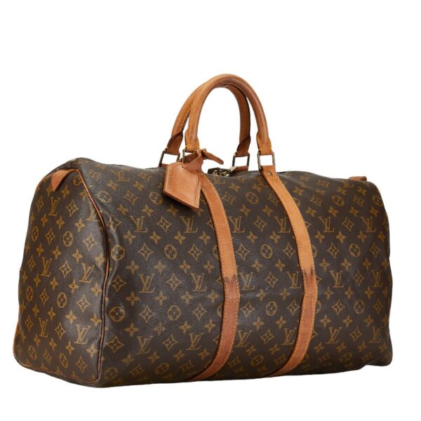 1 0158342 2 Louis Vuitton Monogram Keepall 50 Bag Brown