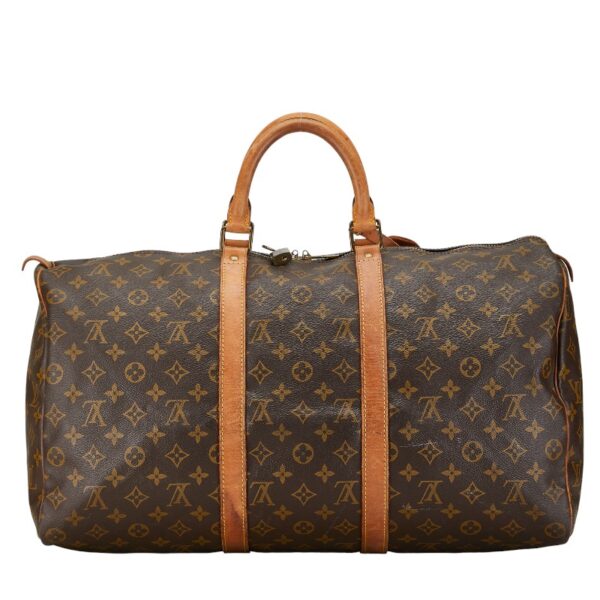 1 0158342 3 Louis Vuitton Monogram Keepall 50 Bag Brown