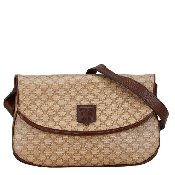 1 0158554 1 Celine Macadam Crossbody Shoulder Bag Beige Brown