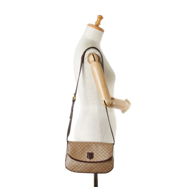 1 0158554 15 Celine Macadam Crossbody Shoulder Bag Beige Brown