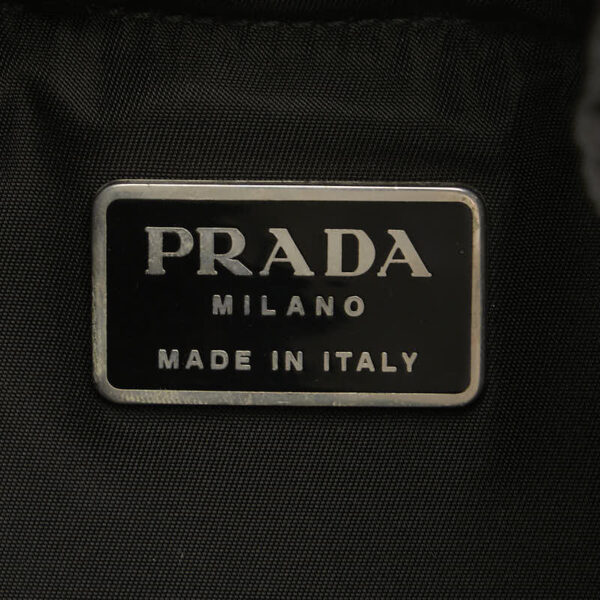 1 0159469 12 Prada Triangle Plate Nylon Rucksack Black