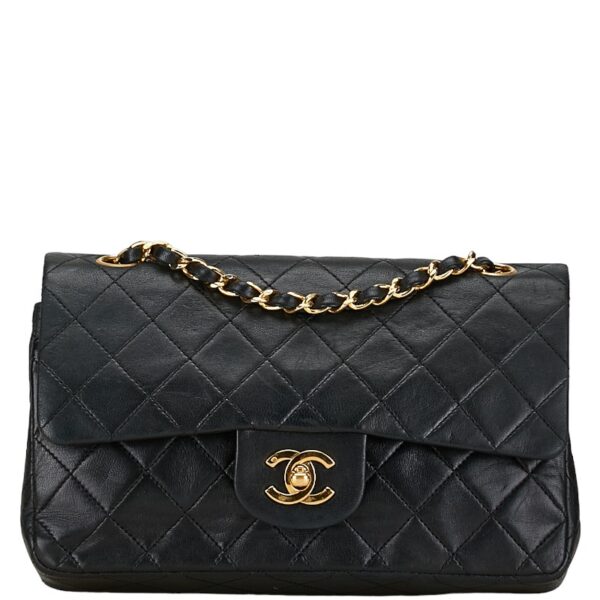 1 0159535 1 Chanel Cocomark Double Flap Matelasse Chain Bag Black