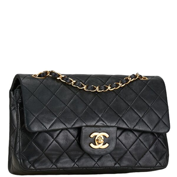 1 0159535 2 Chanel Cocomark Double Flap Matelasse Chain Bag Black