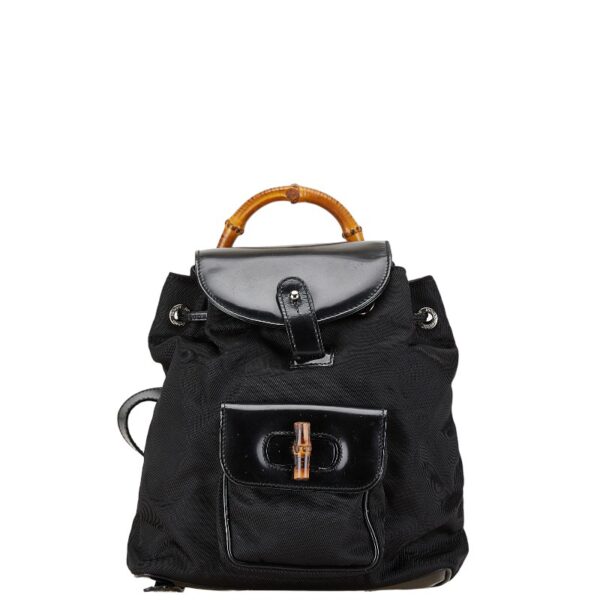 1 0160071 1 Gucci Bamboo Nylon Rucksack Black