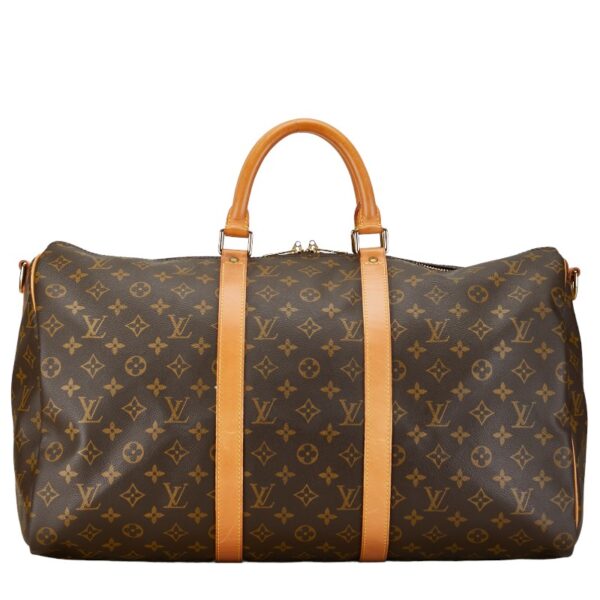 1 0160166 1 Louis Vuitton Monogram Keepall Bandouliere 55 Bag Brown