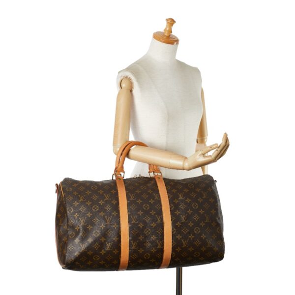 1 0160166 12 Louis Vuitton Monogram Keepall Bandouliere 55 Bag Brown